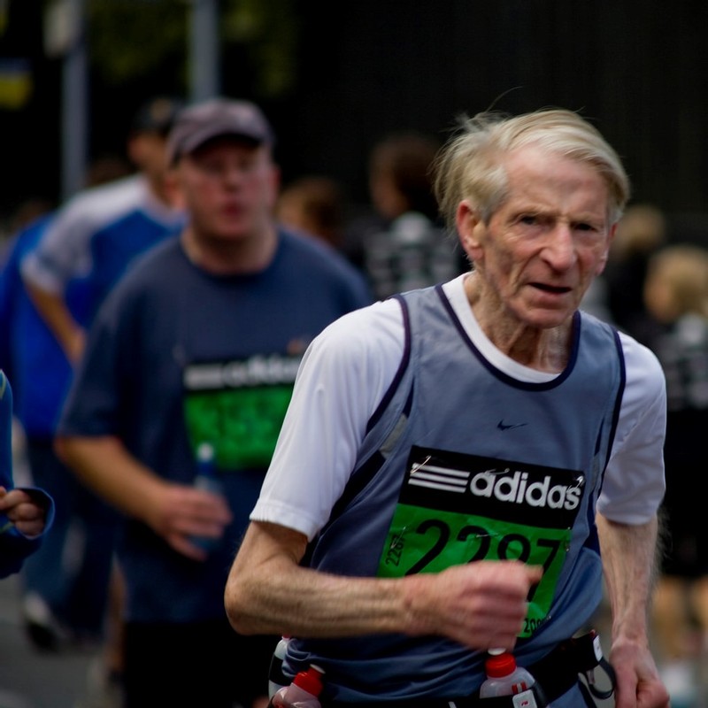 A senior citizen races in the Dublin City Marathon. A senior citizen races in the Dublin City Marathon.