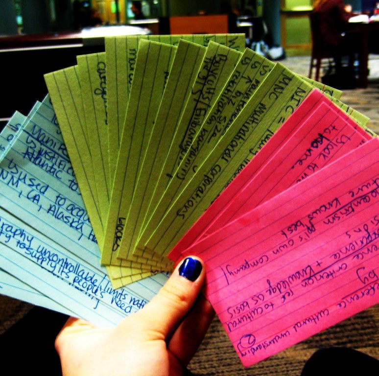 A collection of color-coded flashcards. A collection of color-coded flashcards.