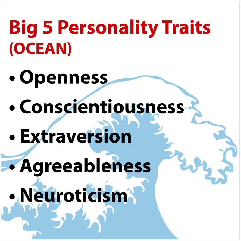 The Big 5 Personality Traits: Openness, Conscientiousness, Extraversion, Agreeableness, Neuroticism The Big 5 Personality Traits: Openness, Conscientiousness, Extraversion, Agreeableness, Neuroticism