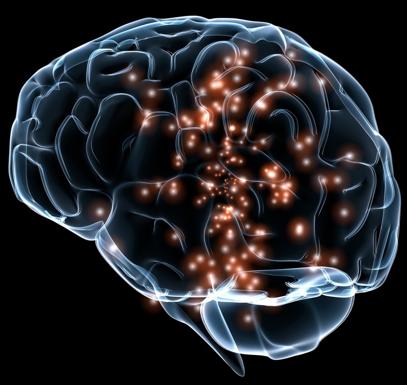 Illustration of neuron activity in the brain. Illustration of neuron activity in the brain.