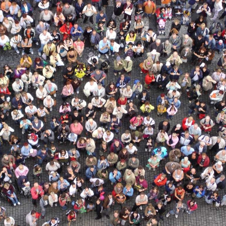 Ariel view of a large crowd. Ariel view of a large crowd.