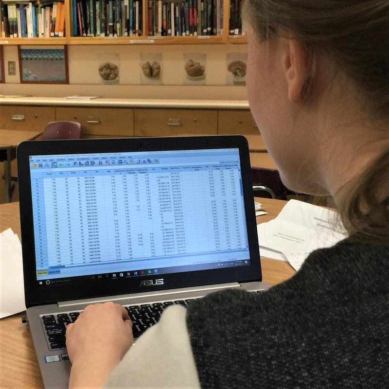 A woman analyzing data on a computer. Researchers use statistical software to store, analyze and share data. A woman analyzing data on a computer. Researchers use statistical software to store, analyze and share data.