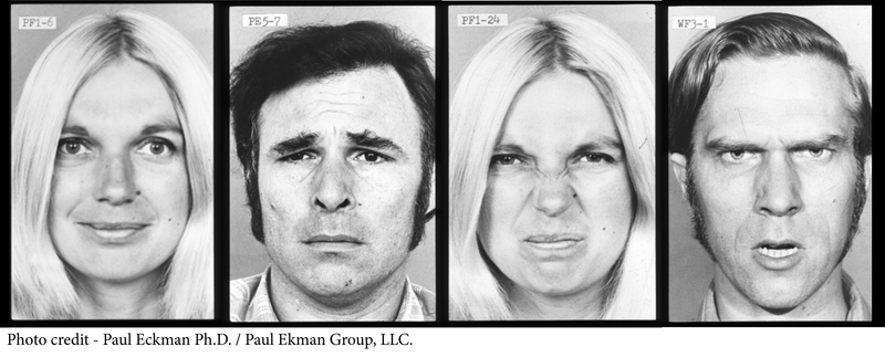 Facial expressions associated with happiness, sadness, disgust, and anger based on the Facial Action Coding System. Facial expressions associated with happiness, sadness, disgust, and anger based on the Facial Action Coding System.